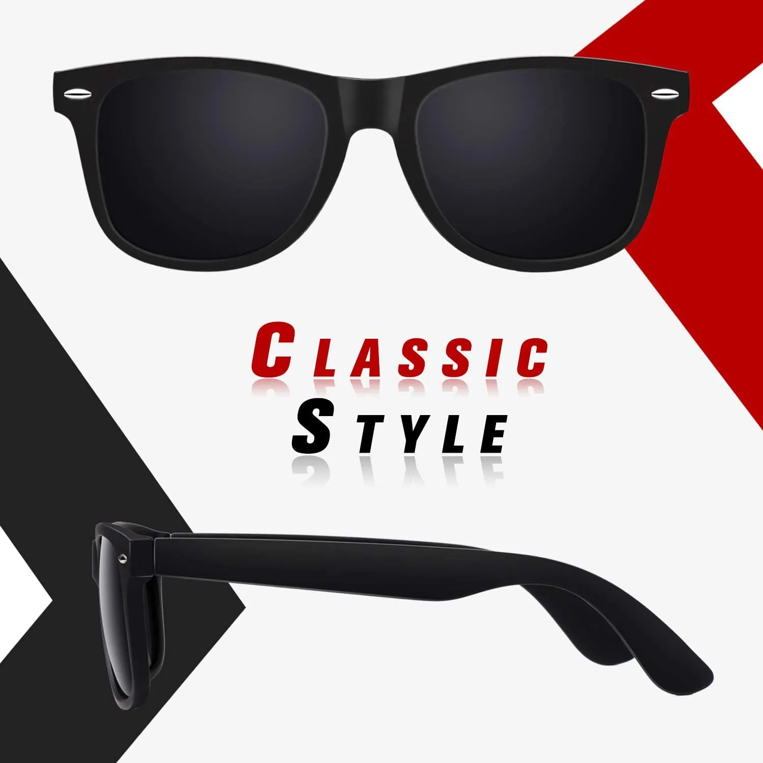 Sunier Polarized Sunglasses for Men and Women Eyewear, UV400 Lens Retro Classic Square Shades 2 Pack,SR003