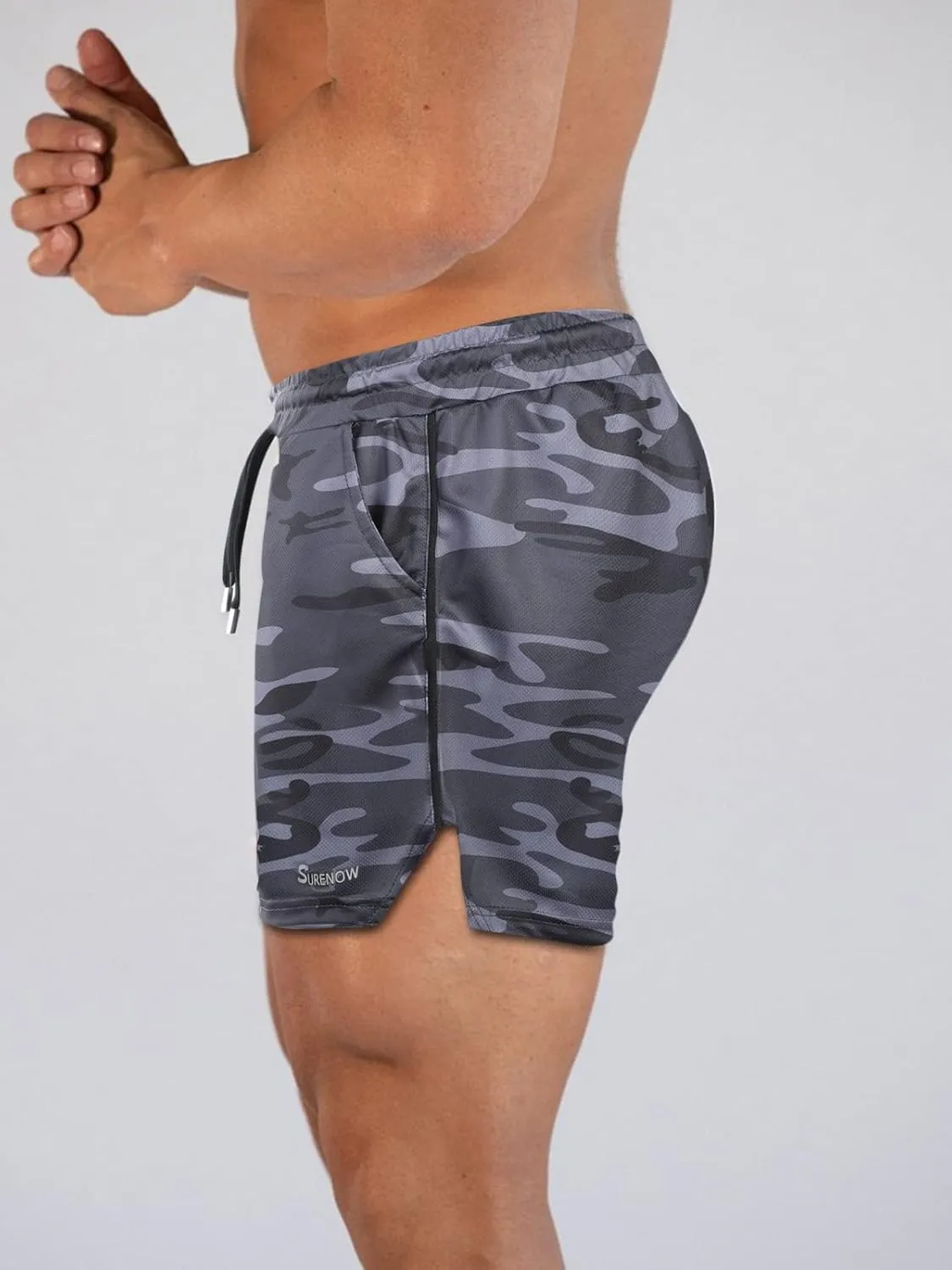 Surenow Mens Running Gym Shorts 3 Inch Breathable Lightweight Athletic Sport Shorts Training Workout Shorts with Pockets