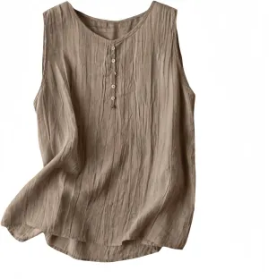 Tank Tops for Women 2025 Casual Summer T Shirts Trendy Sleeveless Crew Neck Tops Vintage Loose Fit Solid Color Blouses