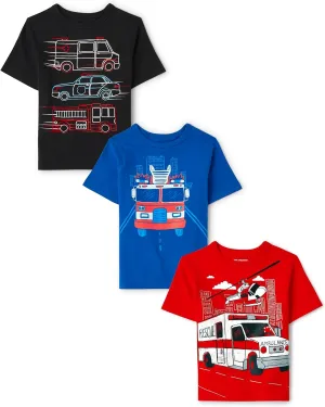 The Children's Place Baby and Toddler Boys' Vehicle Short Sleeve Graphic T-Shirts, Multipack