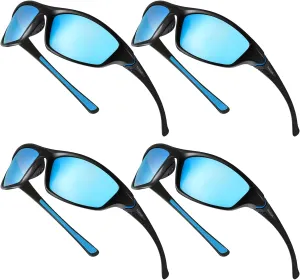 TOODOO 4 Pairs Men Polarized Sunglasses with UV Protection Driving Glasses Sports for Sport Outdoor Activities