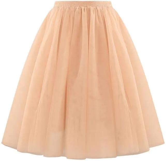 Tulle Skirts for Women Solid Color Fashion Layered Knee Length Mini Skirt 2025 Casual Cute Puffy Wedding Prom Skirts