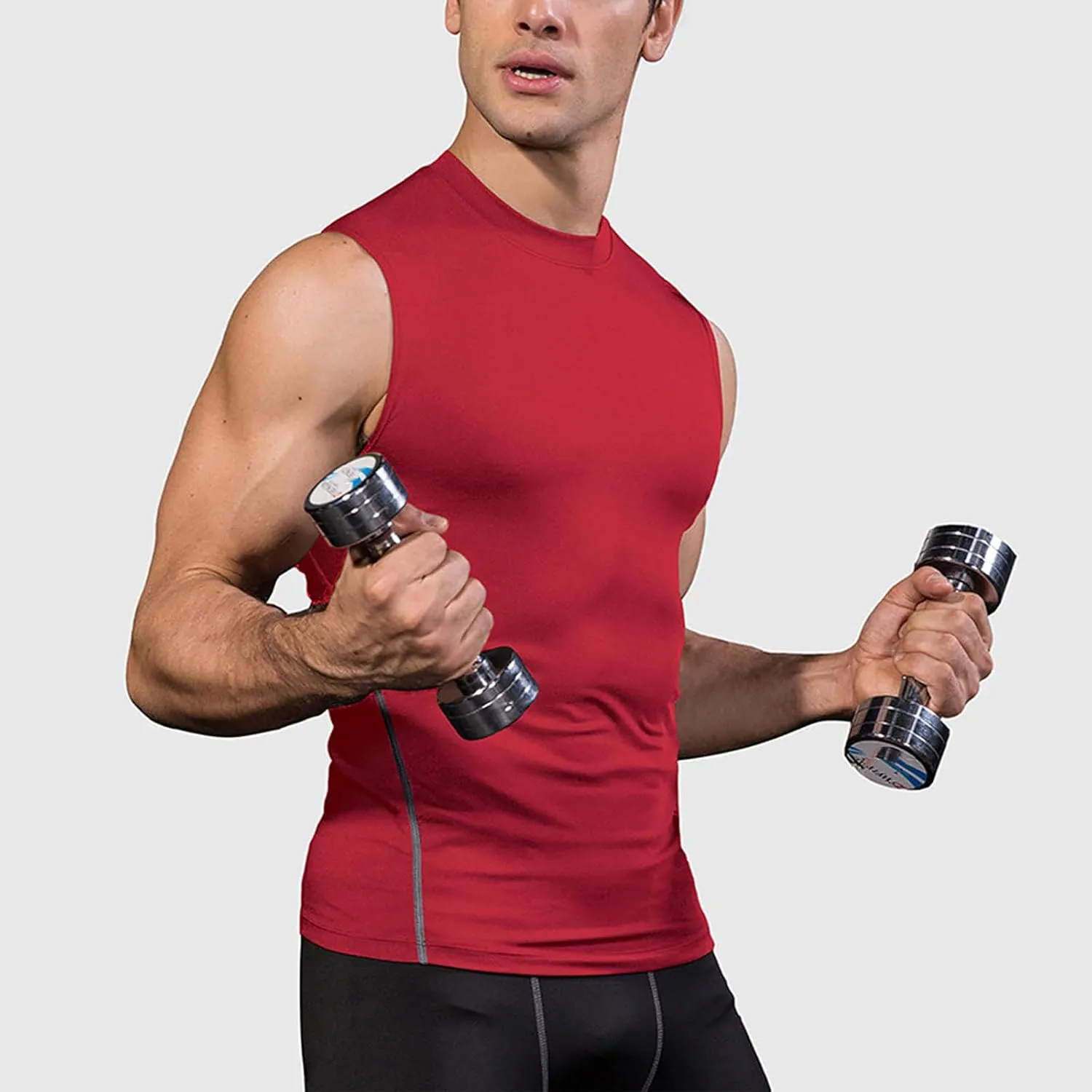 Uillui Mens Compression Shirts Sleeveless Slimming Shaper Vest Gym Workout Muscle Tank Tops Tummy Control Sports Undershirts
