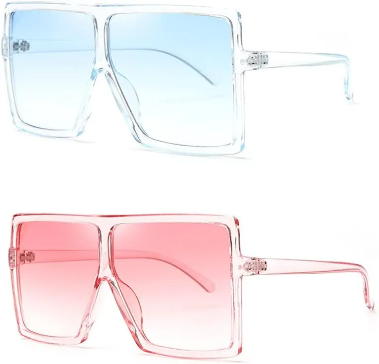 Ultralight Square Oversized Sunglasses Classic Fashion Style 100% UV Protection for Women Men