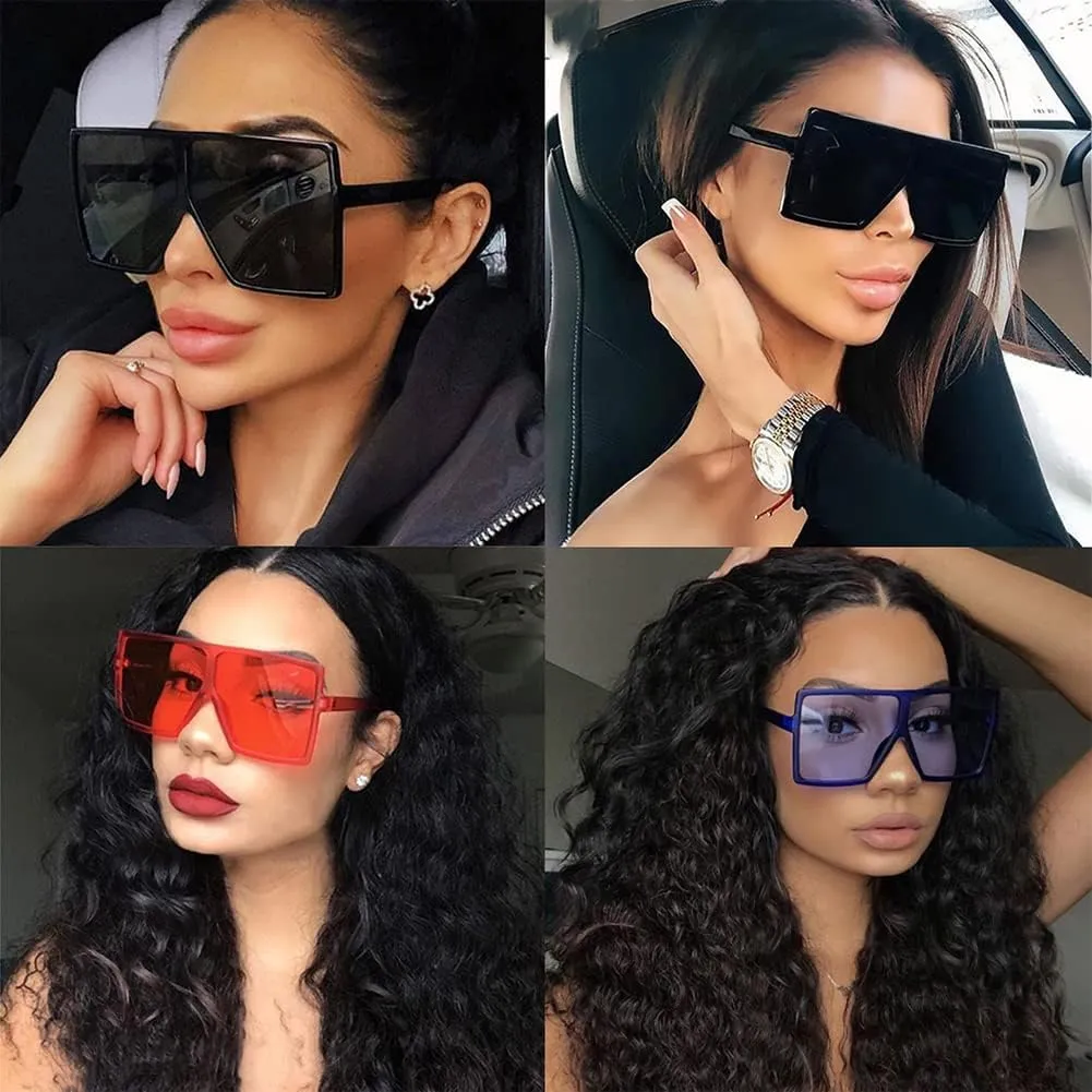 Ultralight Square Oversized Sunglasses Classic Fashion Style 100% UV Protection for Women Men