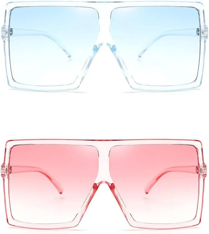 Ultralight Square Oversized Sunglasses Classic Fashion Style 100% UV Protection for Women Men