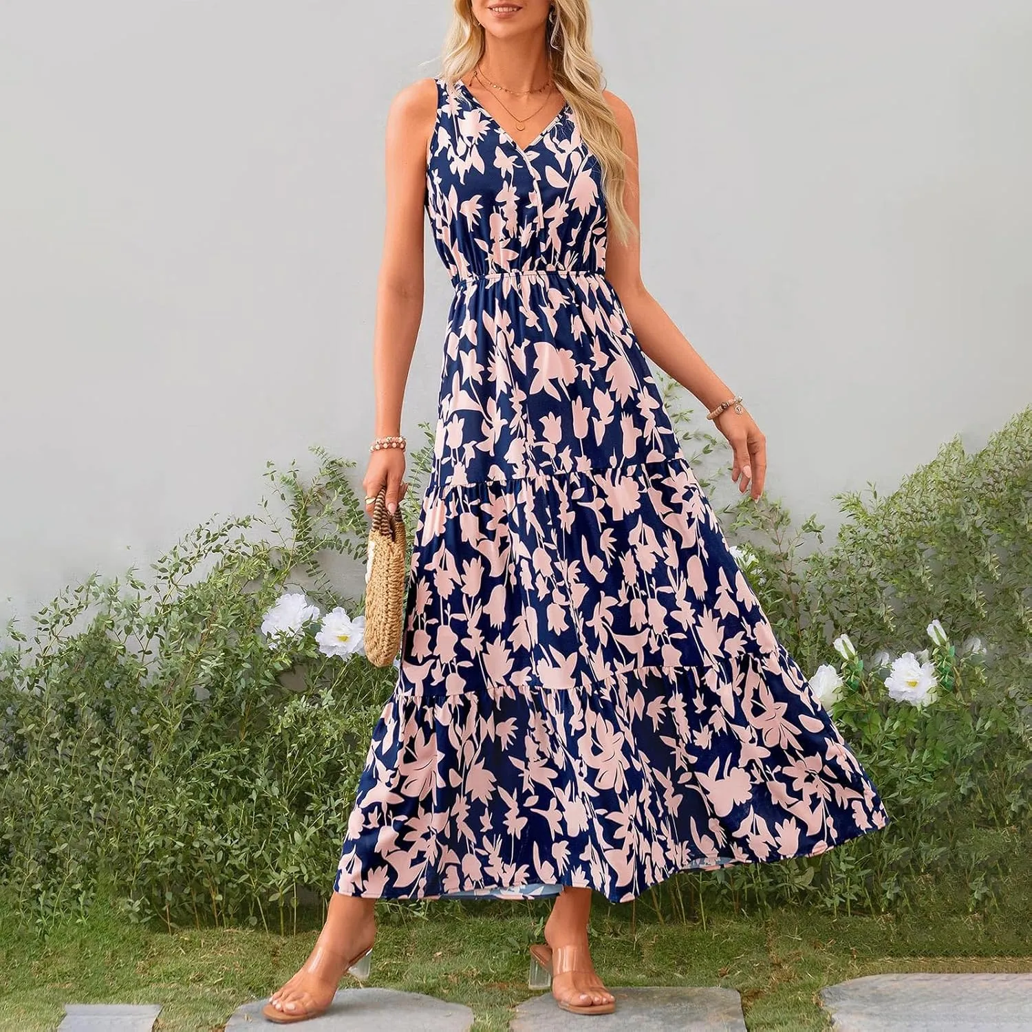 Vacation Dresses for Women Summer Maxi Dresses Sleeveless A Line Dresses Dressy Beach Dresses 2025 Vacation Long Dress