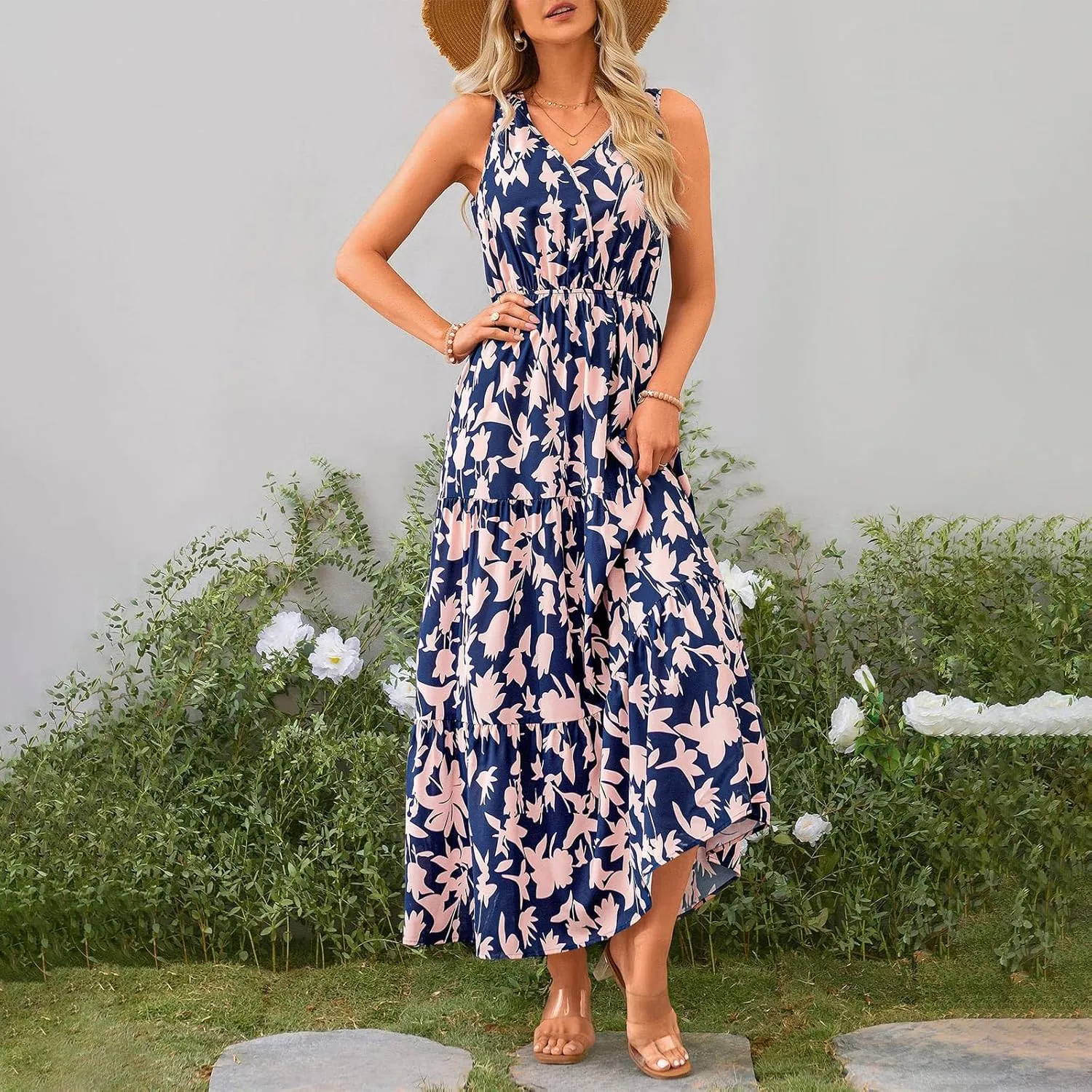 Vacation Dresses for Women Summer Maxi Dresses Sleeveless A Line Dresses Dressy Beach Dresses 2025 Vacation Long Dress