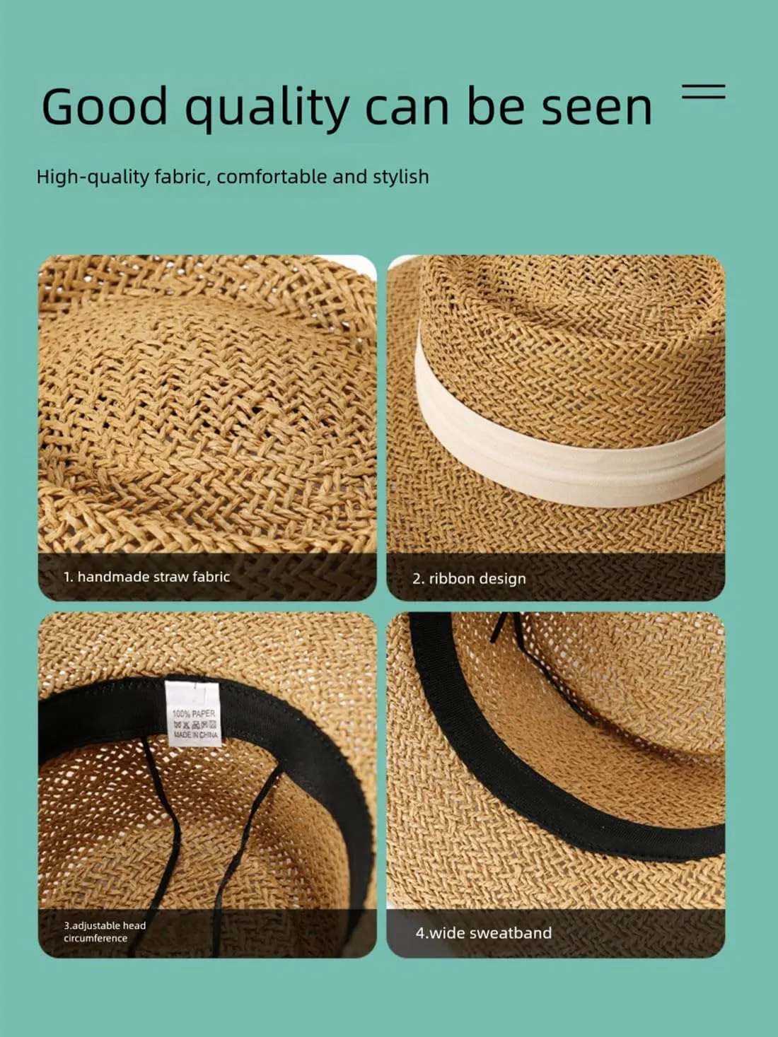 Vacation Straw Sun Hats for Women Wide Brim Fishing UPF 50  Travel Beach Bucket Hats Summer Panama Hat