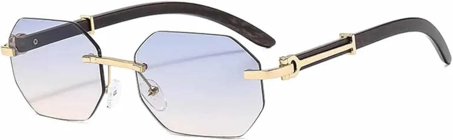 Vintage Luxury Punk Polygon Rimless Sunglasses Men Women Fashion Classic Trendy Travels Driving Sunglasses Uv400