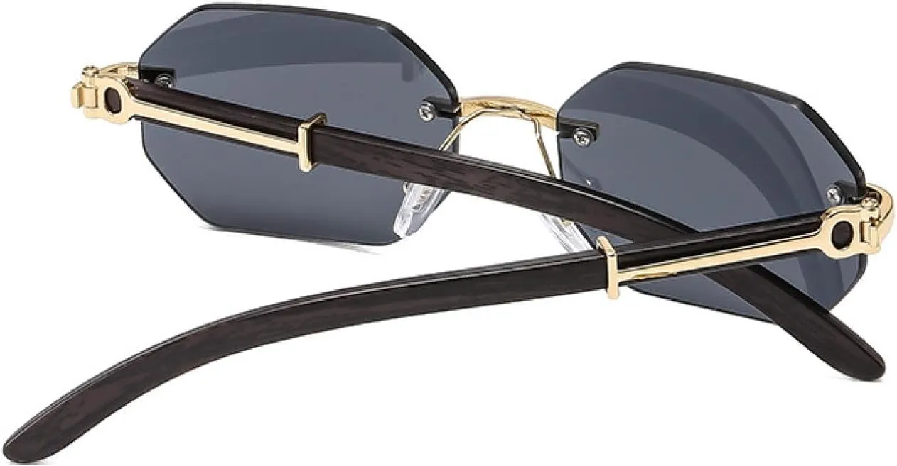 Vintage Luxury Punk Polygon Rimless Sunglasses Men Women Fashion Classic Trendy Travels Driving Sunglasses Uv400