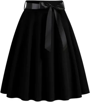 Vintage Pleated Skirt for Womens Fall Winter 1950s Party Skirt Fashion 50s Hepburn Style Pleated Swing A-Line Skirt