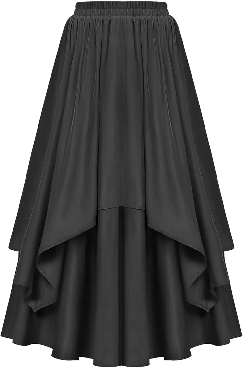 Vintage Renaissance Skirts for Women Double Layered Tiered Long Skirt High Waisted Asymmetrical Ruffle A Line Skirt