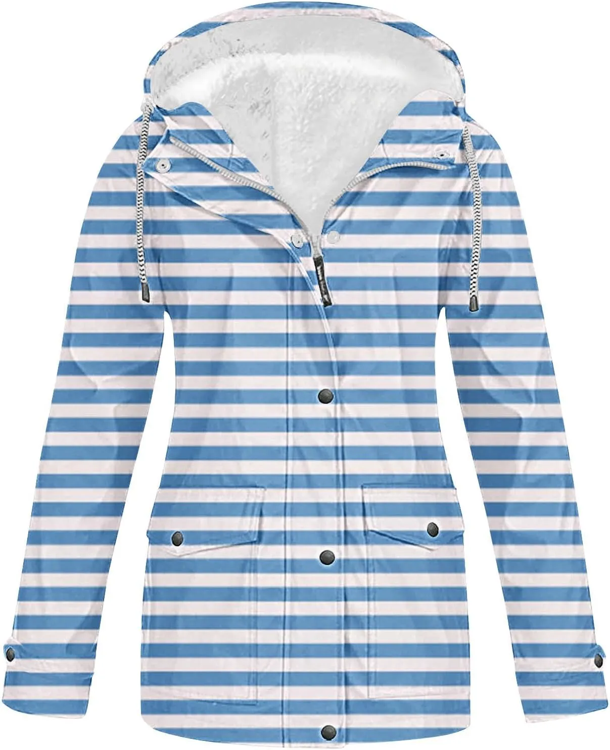 Water Repellent Jackets Women Trendy Printed Hooded Raincoat Lightweight Waterproof Windbreaker Hiking Rain Jackets