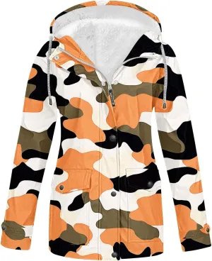 Water Repellent Jackets Women Trendy Printed Hooded Raincoat Lightweight Waterproof Windbreaker Hiking Rain Jackets