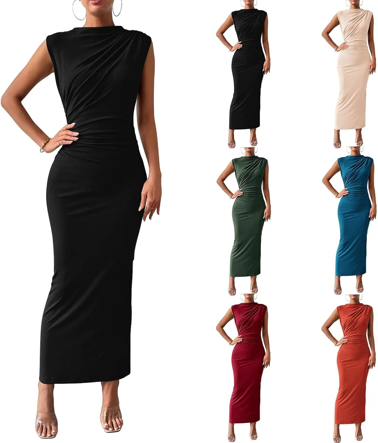 Wedding Guest Dresses for Women Semi Formal Dresses Summer Bodycon Maxi Dresses Work Evening Party Cocktail Dresses
