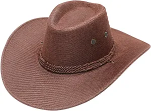 Western Cowboy Hat for Men Women Classic Fedora Hats with Buckle Belt Summer Outback Shapeable Wide Brim