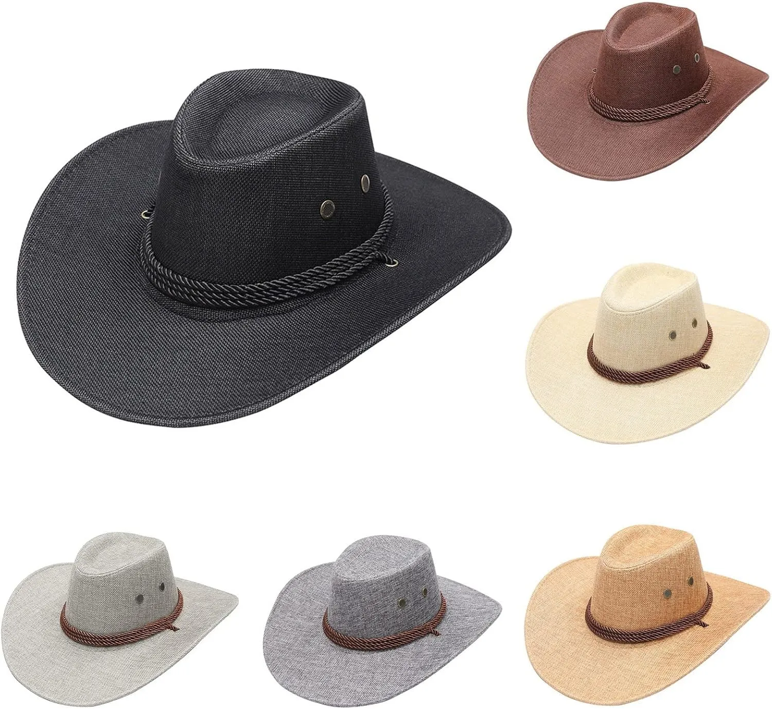 Western Cowboy Hat for Men Women Classic Fedora Hats with Buckle Belt Summer Outback Shapeable Wide Brim