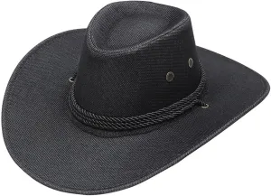 Western Cowboy Hat for Men Women Classic Fedora Hats with Buckle Belt Summer Outback Shapeable Wide Brim