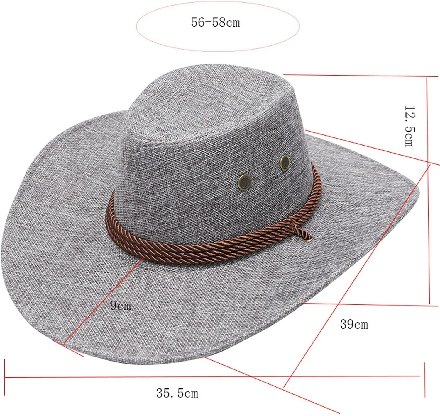 Western Cowboy Hat for Men Women Classic Fedora Hats with Buckle Belt Summer Outback Shapeable Wide Brim