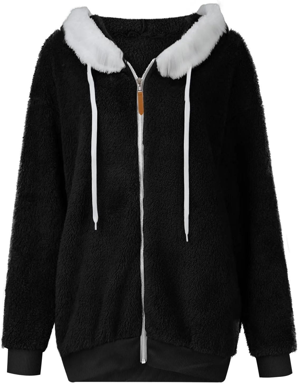 Winter Coats for Women Hooded Sherpa Jacket Fleece Oversized Trendy Color Block Jackets Warm Outerwear 2024