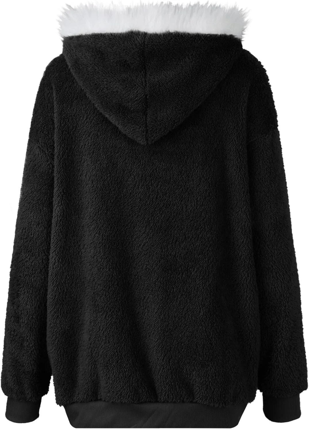 Winter Coats for Women Hooded Sherpa Jacket Fleece Oversized Trendy Color Block Jackets Warm Outerwear 2024