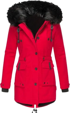 Winter Coats for Women Warm Sherpa Fleece Long Back Jacket Thicken Parka with Hood