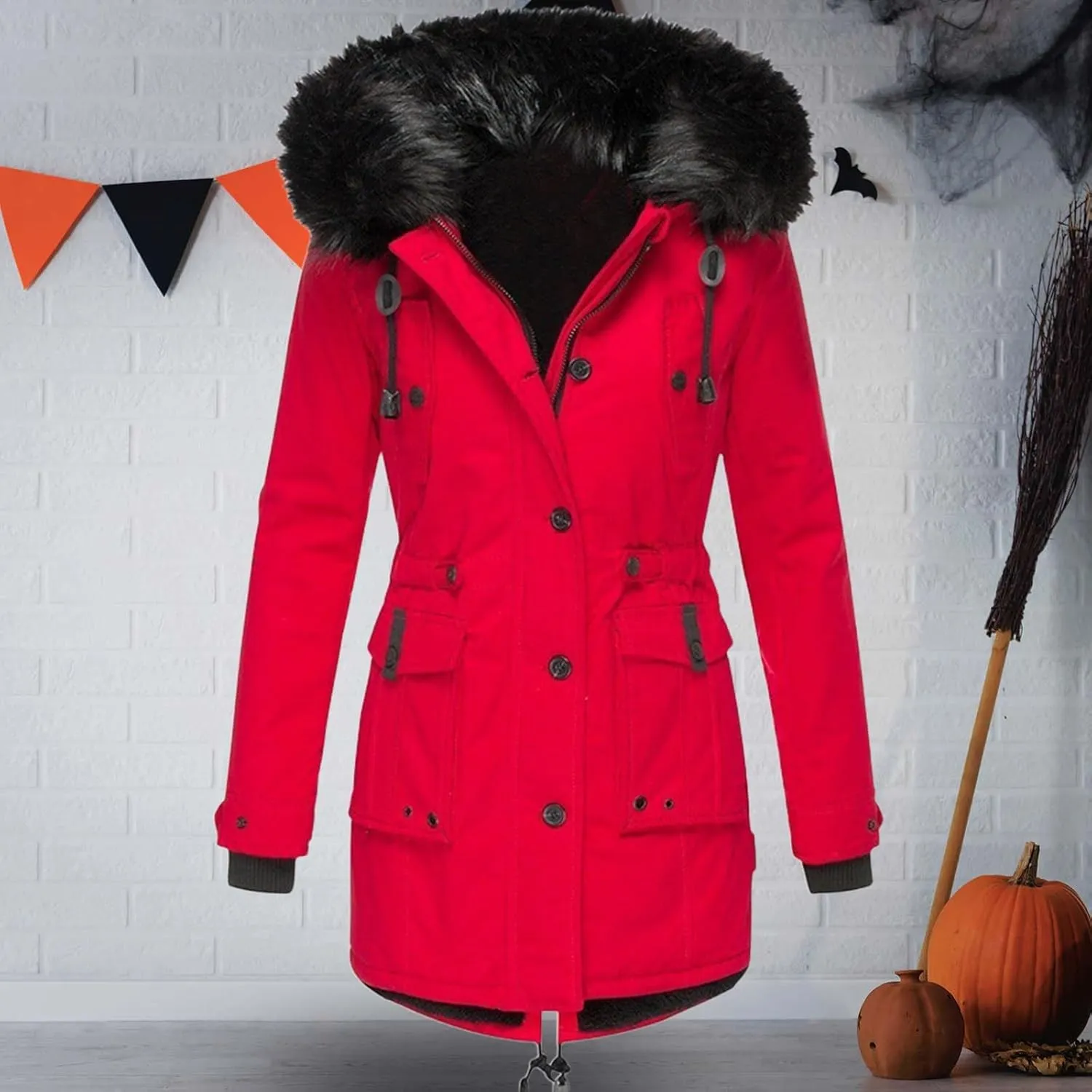 Winter Coats for Women Warm Sherpa Fleece Long Back Jacket Thicken Parka with Hood
