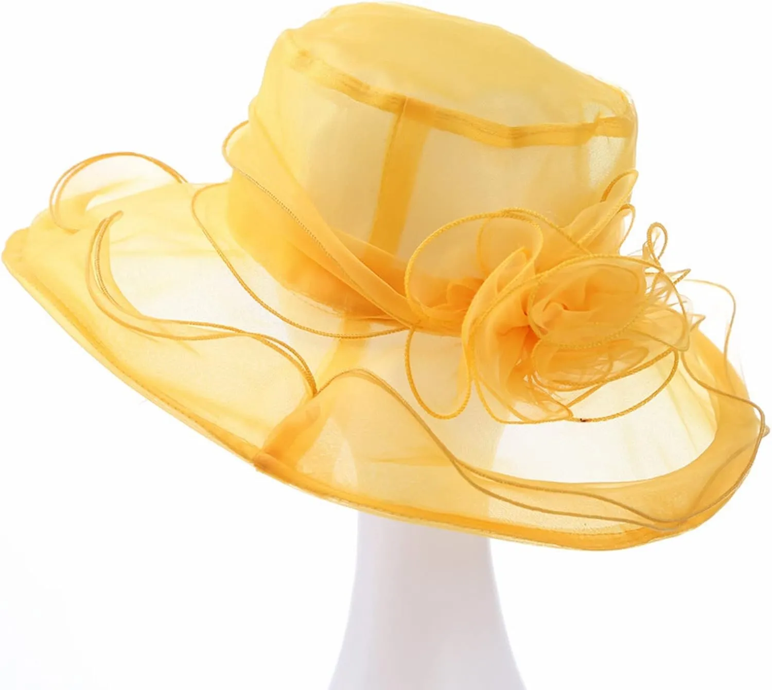 Women Lace Solid Retro Church Hats Wedding Tea Fascinator Hat Bridal Short Brim Roll up Sun Hat Sunshade Hat Fedora