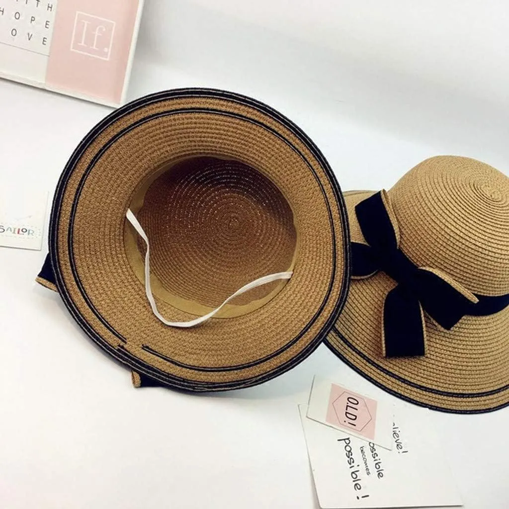 Women Ladies Floppy Beach Sun Foldable Cap New Summer Wide Brim Straw Hat Bucket Cap for Beach Fishing Hiking
