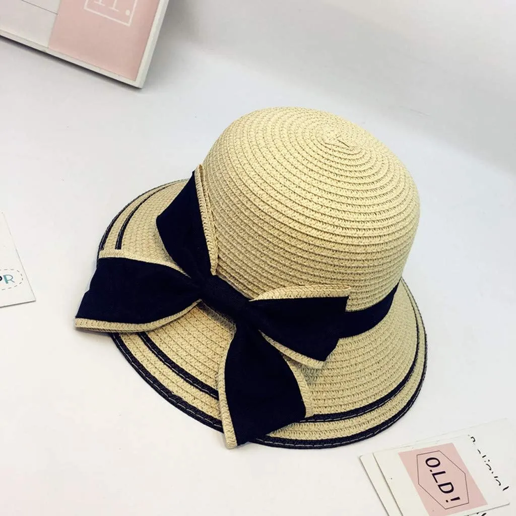 Women Ladies Floppy Beach Sun Foldable Cap New Summer Wide Brim Straw Hat Bucket Cap for Beach Fishing Hiking