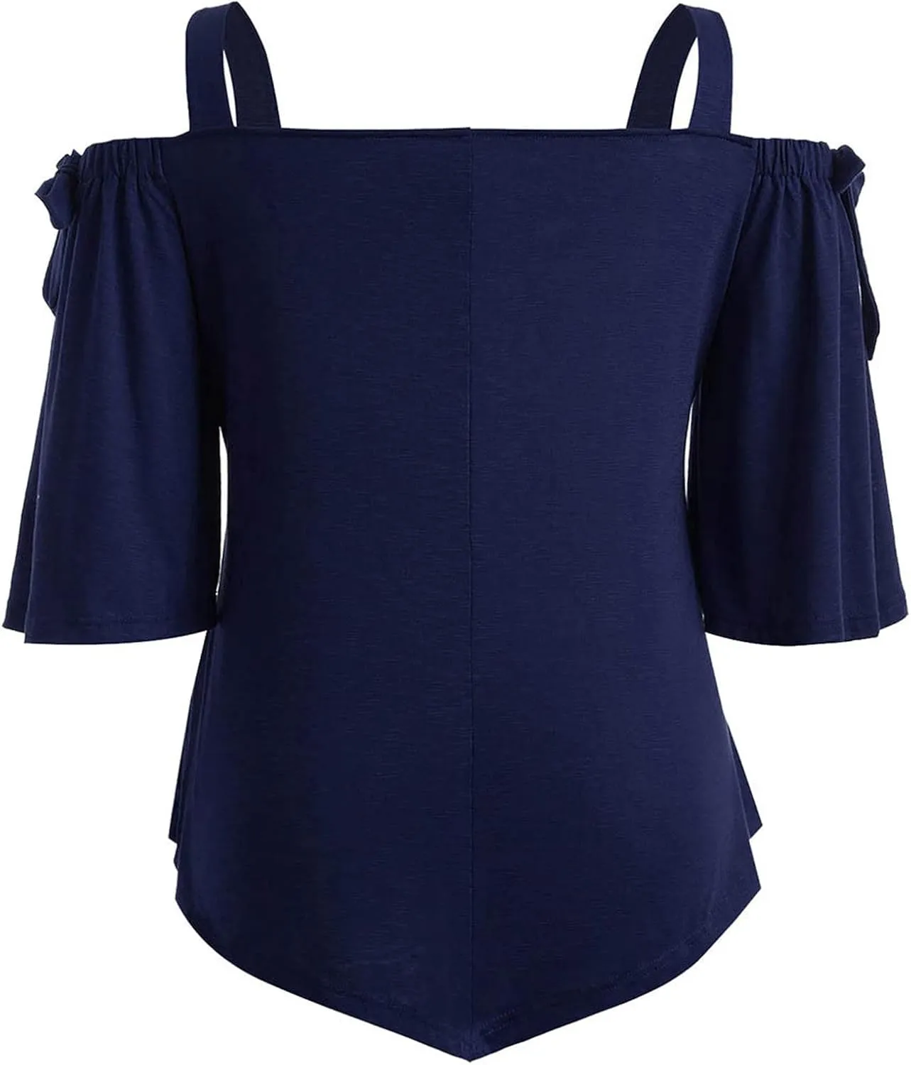 Women Plus Size Tops Cold Shoulder Short Sleeve Batwing Top Elegant Asymmetrical Hem Blouse Solid Loose Tunic Shirts