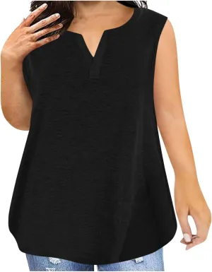 Women Tank Tops 2025 Cotton Plus Size Loose V Neck Shirt Sleeveless Tee Casual Summer Blouse Workout Basic Comfy Tunic