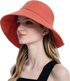 Women Trendy Sun Bucket Hat Cotton Hats Teens Girls Wide Brim Floppy Summer Beach Caps Cute Fedora Hat UV Protection