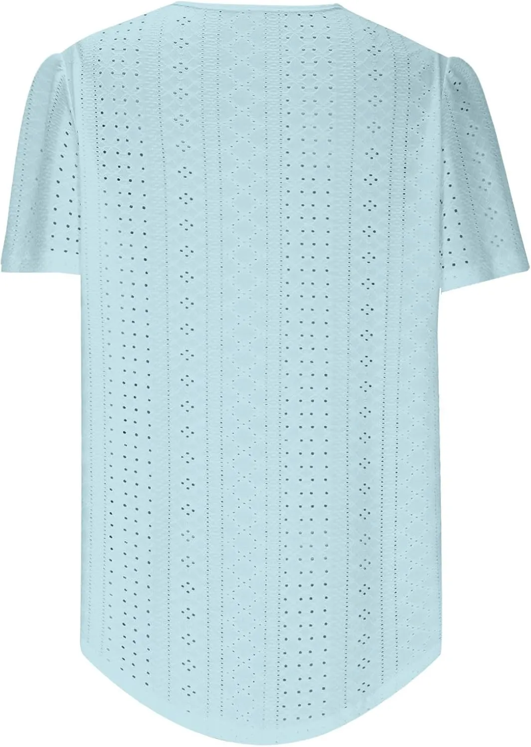 Women Tshirts Short Puff Sleeve Fish Net Crew Neck Tops Thin Breathable Loose Basic Shirt Summer Tee for Women 2025