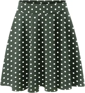 Women Vintage Polka Dot Mini Skirt Flared High Waisted A-line Pleated Skirts Summer Flowy Casual Swing Versatile Skirt