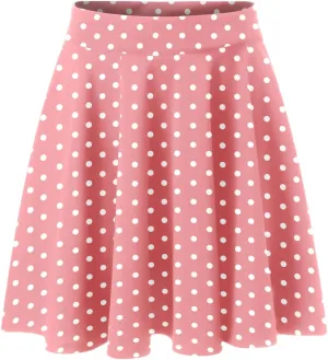 Women Vintage Polka Dot Mini Skirt Flared High Waisted A-line Pleated Skirts Summer Flowy Casual Swing Versatile Skirt