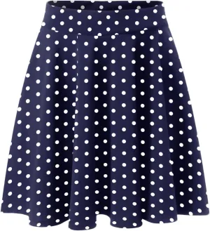 Women Vintage Polka Dot Mini Skirt Flared High Waisted A-line Pleated Skirts Summer Flowy Casual Swing Versatile Skirt