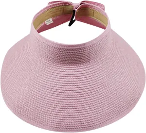 Women Visor Straw Visor Hat with Large Brim Outdoor Sport Sun Hat Sun Cap UV-Protection Summer Visor Foldable Caps