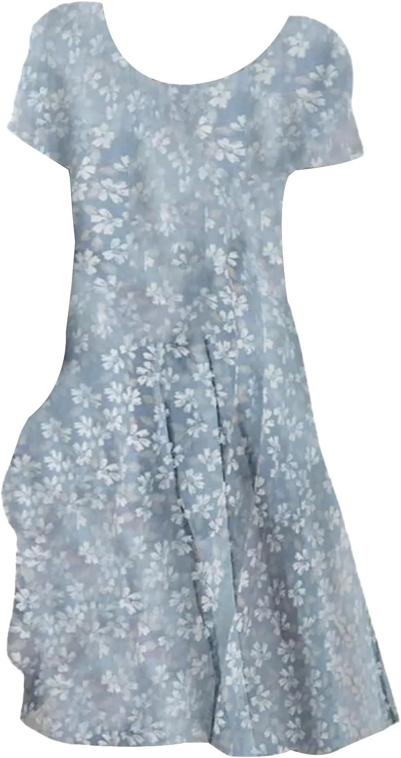 Women's 2025 Summer Dresses Short Sleeve Casual V Neck Flowy Swing Midi Dress A Line Beach Vacation Boho Sundress