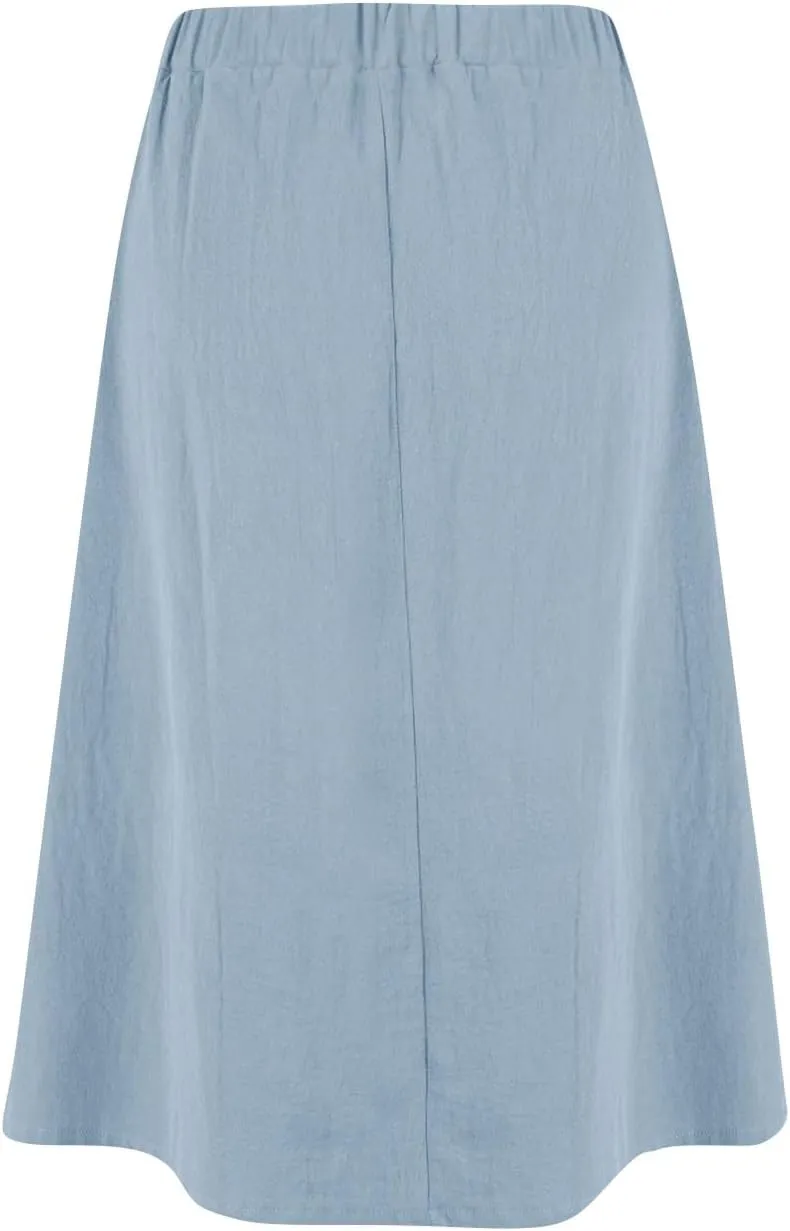 Womens A Line Midi Skirt Vintage Front Button Swing Skirts Summer High Waisted Pleated Midi Skirt with Pockets