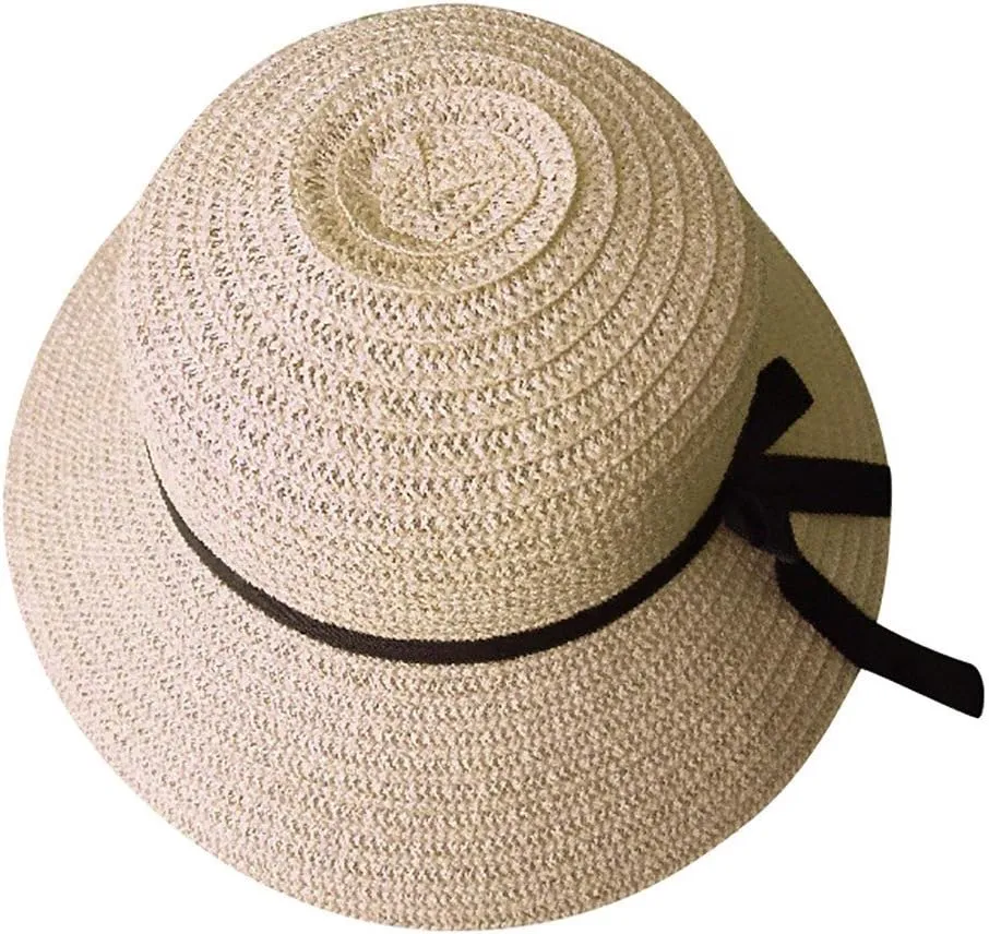 Womens Beach Sun Straw Hat Roll Up Large Brim Fedora Summer Beach Sun Hat Womens Wide Brim Straw Hat