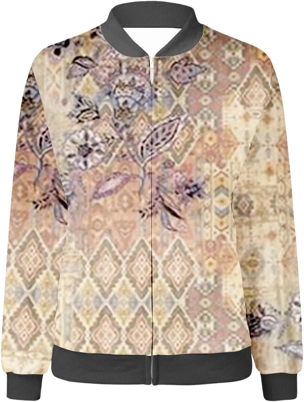 Women's Bomber Jacket Casual Coat Thin Pocket Jacket Blouse Coat Baseball Top Women's Baseball Jacket Floral Fall