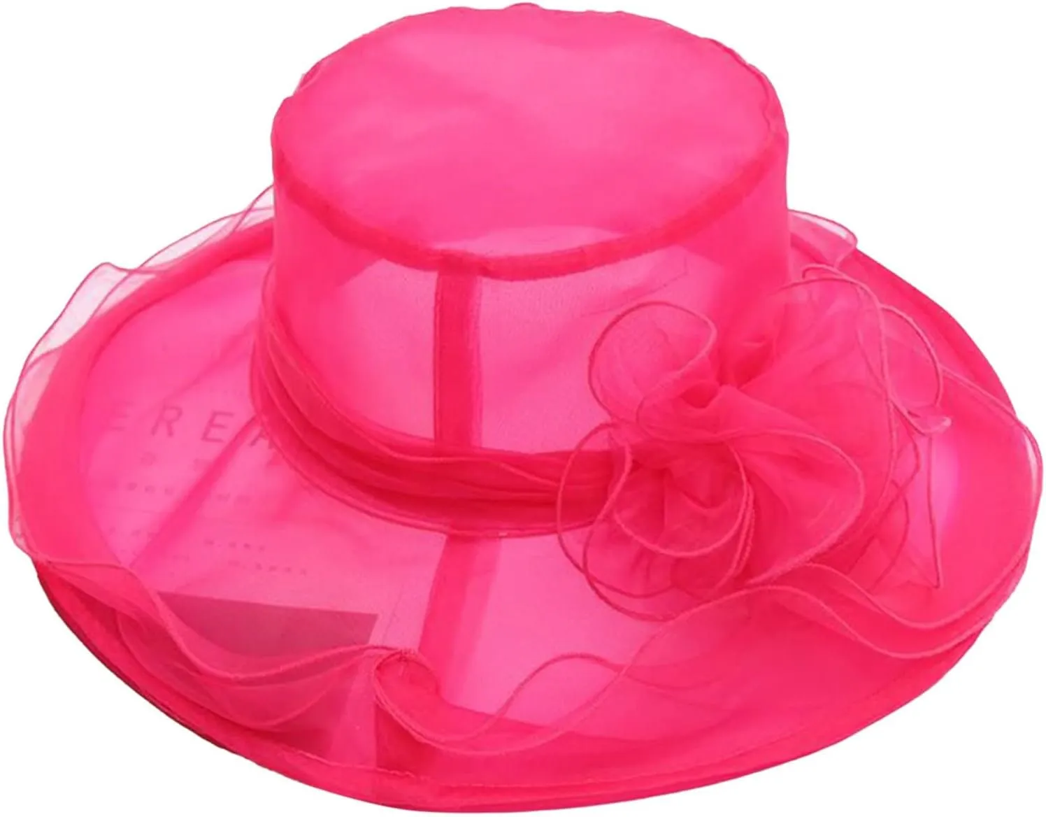 Women's Church Derby Dress Hat for Tea Party Wedding Organza Fascinator Hat with Wide Brim Sun Bucket Hat for Summer