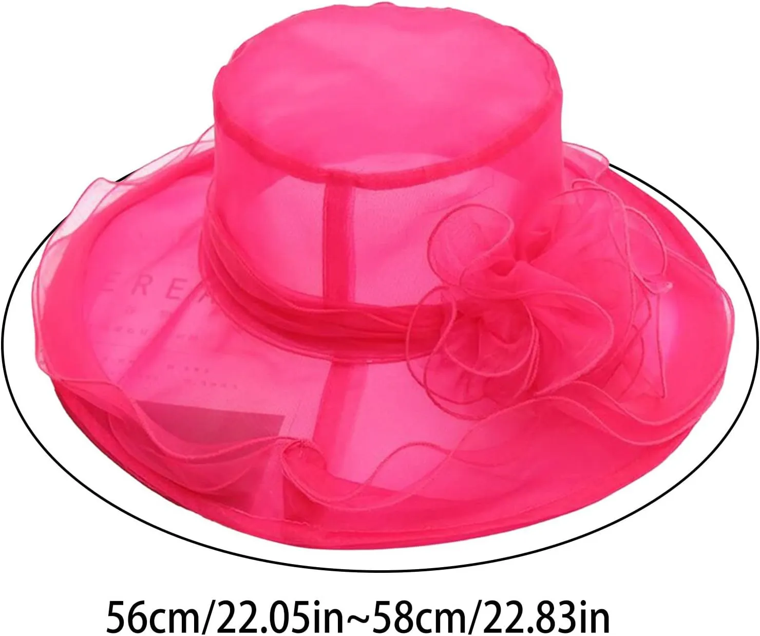 Women's Church Derby Dress Hat for Tea Party Wedding Organza Fascinator Hat with Wide Brim Sun Bucket Hat for Summer