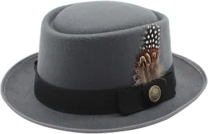 Womens Classic Flat Top British Style Fedora Hats Wide Brim Felt Boater Church Derby Hat Pork Pie Jazz Hats with Belt