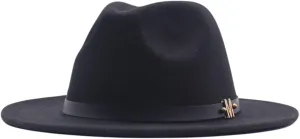 Womens Classic Wide Floppy Panama Hat Belt Buckle Wool Fedora Hat Wide Brim Outdoor UV Protection Hat Travel Sun Hats