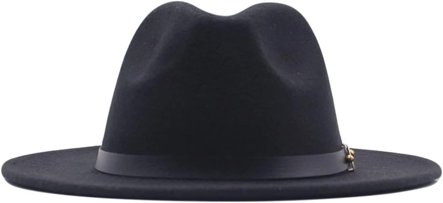 Womens Classic Wide Floppy Panama Hat Belt Buckle Wool Fedora Hat Wide Brim Outdoor UV Protection Hat Travel Sun Hats