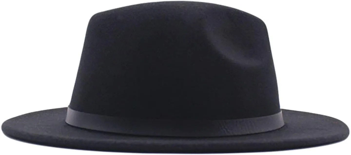Womens Classic Wide Floppy Panama Hat Belt Buckle Wool Fedora Hat Wide Brim Outdoor UV Protection Hat Travel Sun Hats