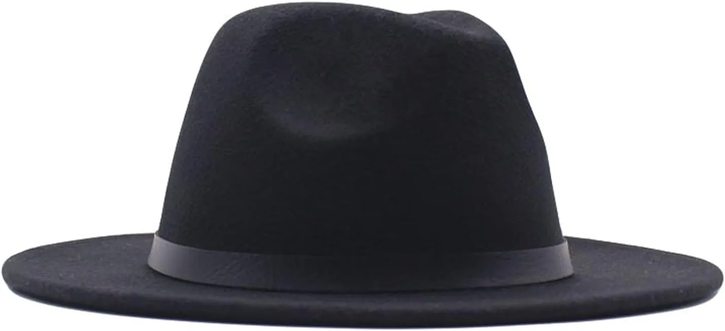 Womens Classic Wide Floppy Panama Hat Belt Buckle Wool Fedora Hat Wide Brim Outdoor UV Protection Hat Travel Sun Hats